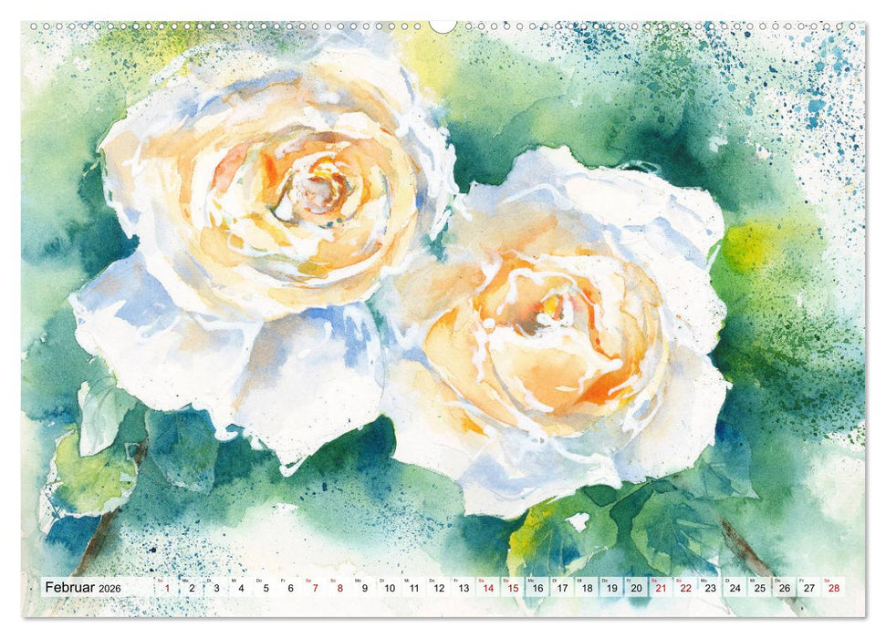 Blumenaquarelle aus der Nähe (CALVENDO Premium Wandkalender 2026)