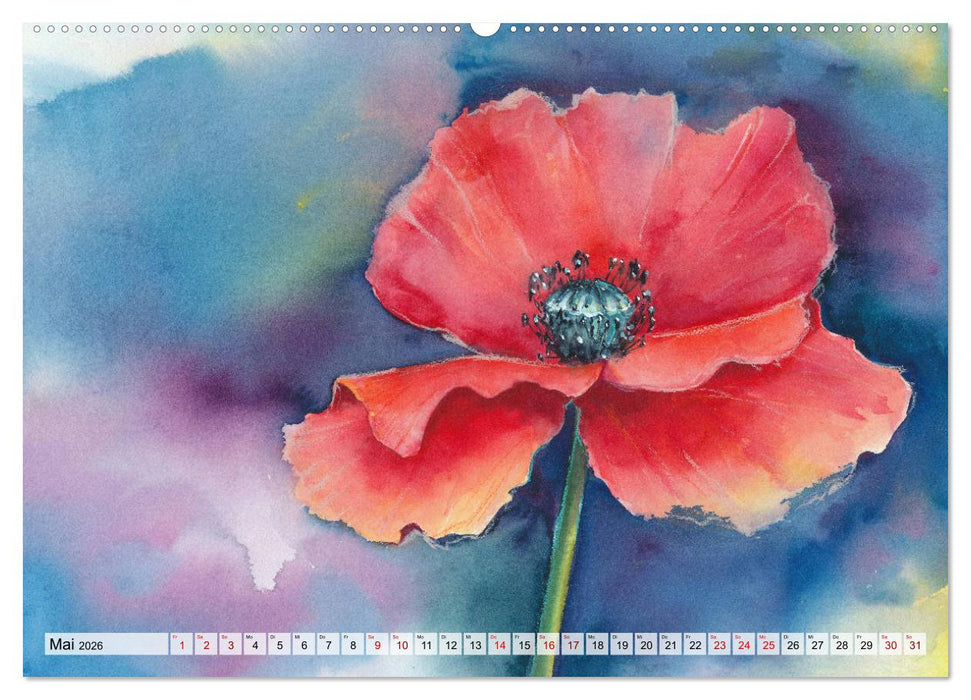Blumenaquarelle aus der Nähe (CALVENDO Premium Wandkalender 2026)