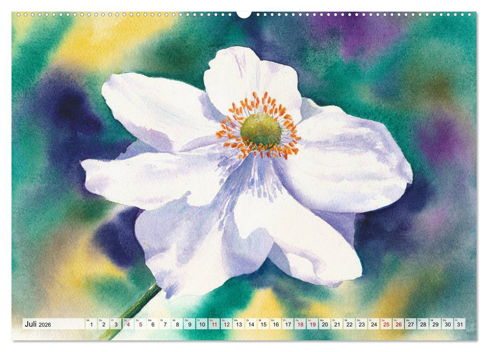 Blumenaquarelle aus der Nähe (CALVENDO Premium Wandkalender 2026)