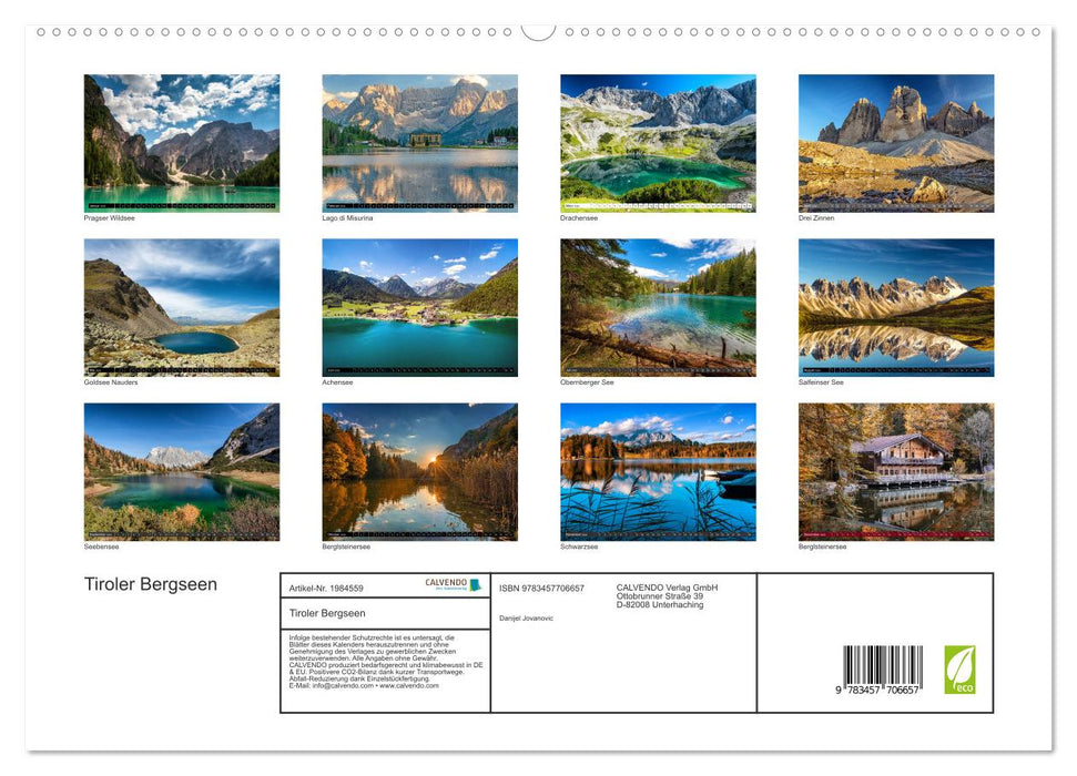 Tiroler Bergseen (CALVENDO Premium Wandkalender 2026)