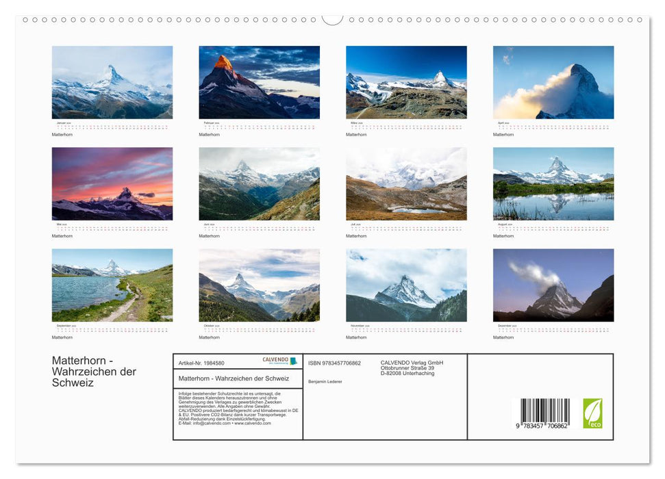 Matterhorn - Wahrzeichen der Schweiz (CALVENDO Premium Wandkalender 2026)