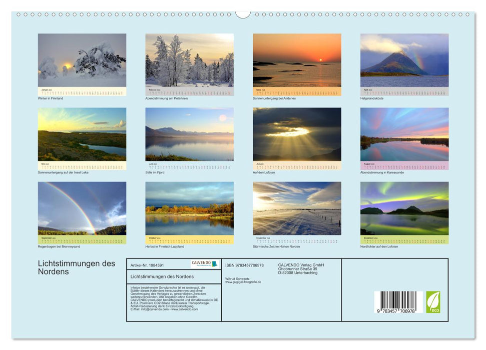 Lichtstimmungen des Nordens (CALVENDO Premium Wandkalender 2026)