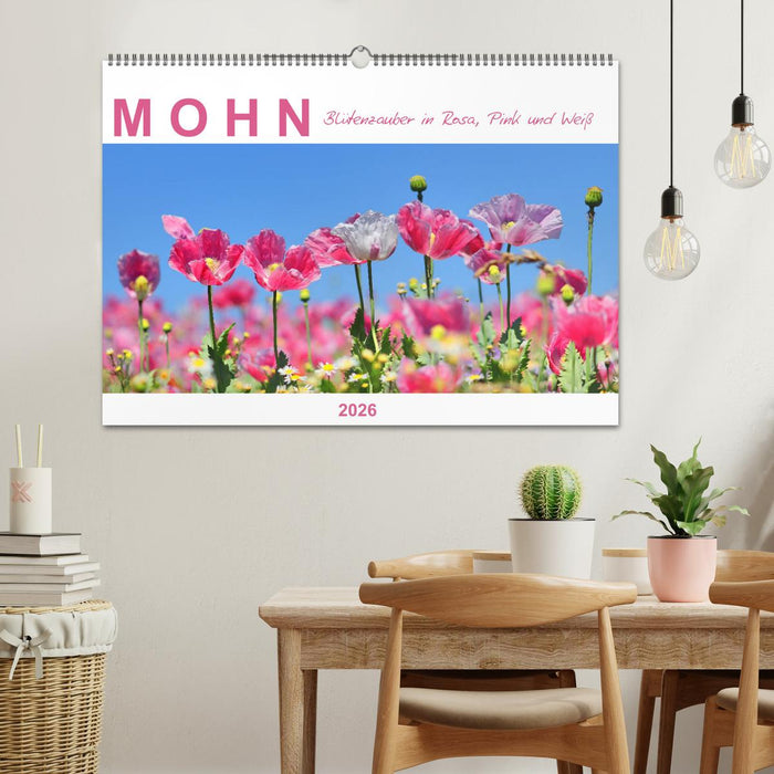 Mohn, Blütenzauber in Rosa, Pink und Weiß (CALVENDO Wandkalender 2026)