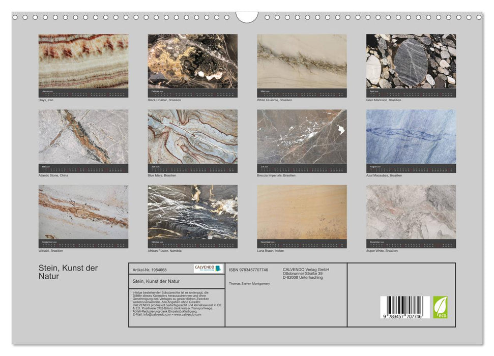 Stein, Kunst der Natur (CALVENDO Wandkalender 2026)
