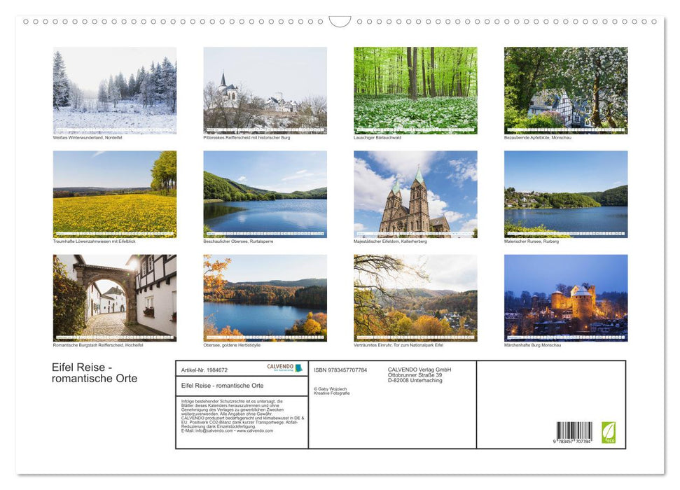 Eifel Reise - romantische Orte (CALVENDO Wandkalender 2026)