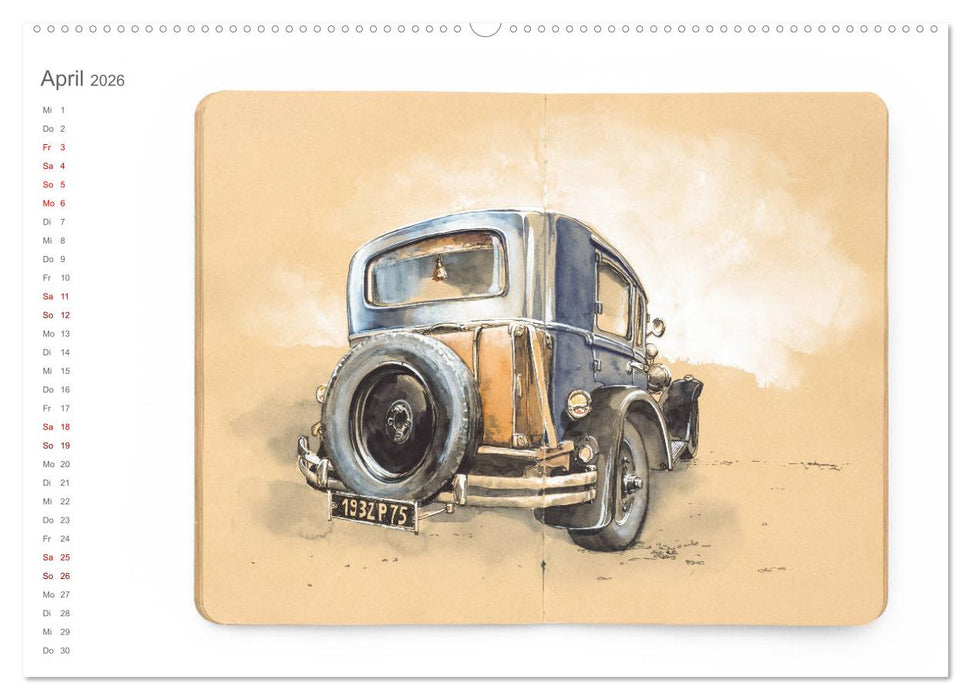 Classic Car Sketchbook (CALVENDO Premium Wandkalender 2026)