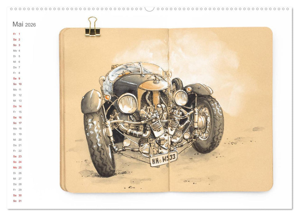 Classic Car Sketchbook (CALVENDO Premium Wandkalender 2026)