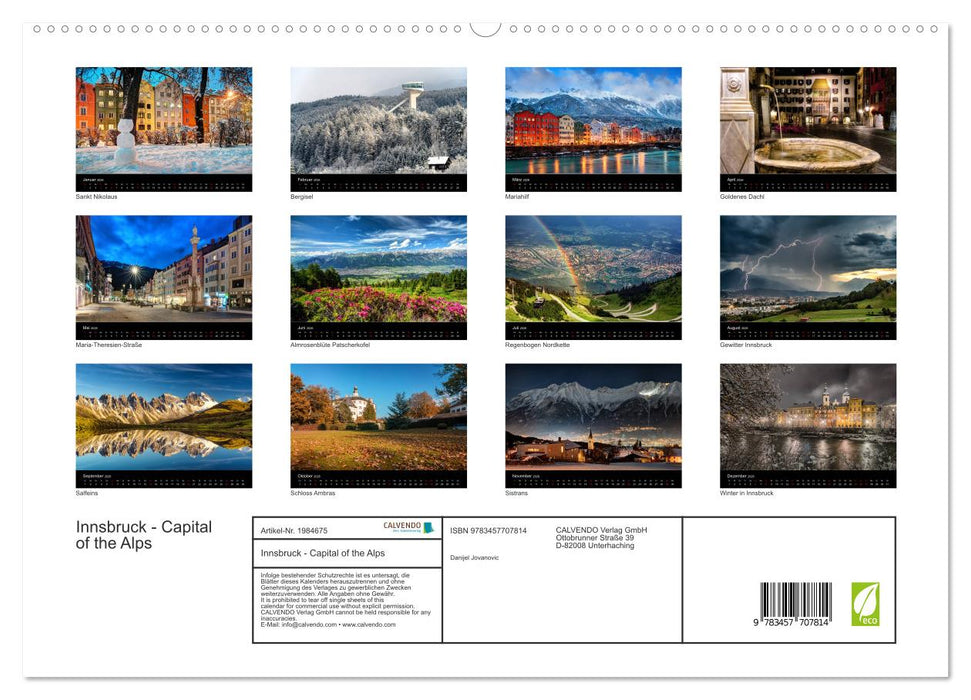 Innsbruck - Capital of the Alps (CALVENDO Premium Wandkalender 2026)