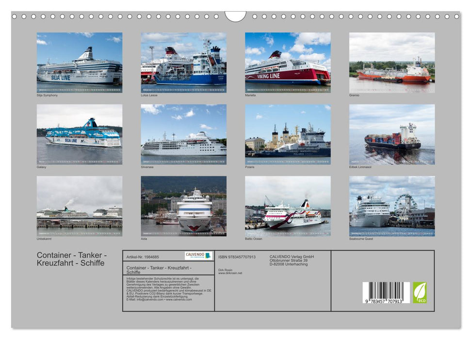 Container - Tanker - Kreuzfahrt - Schiffe (CALVENDO Wandkalender 2026)