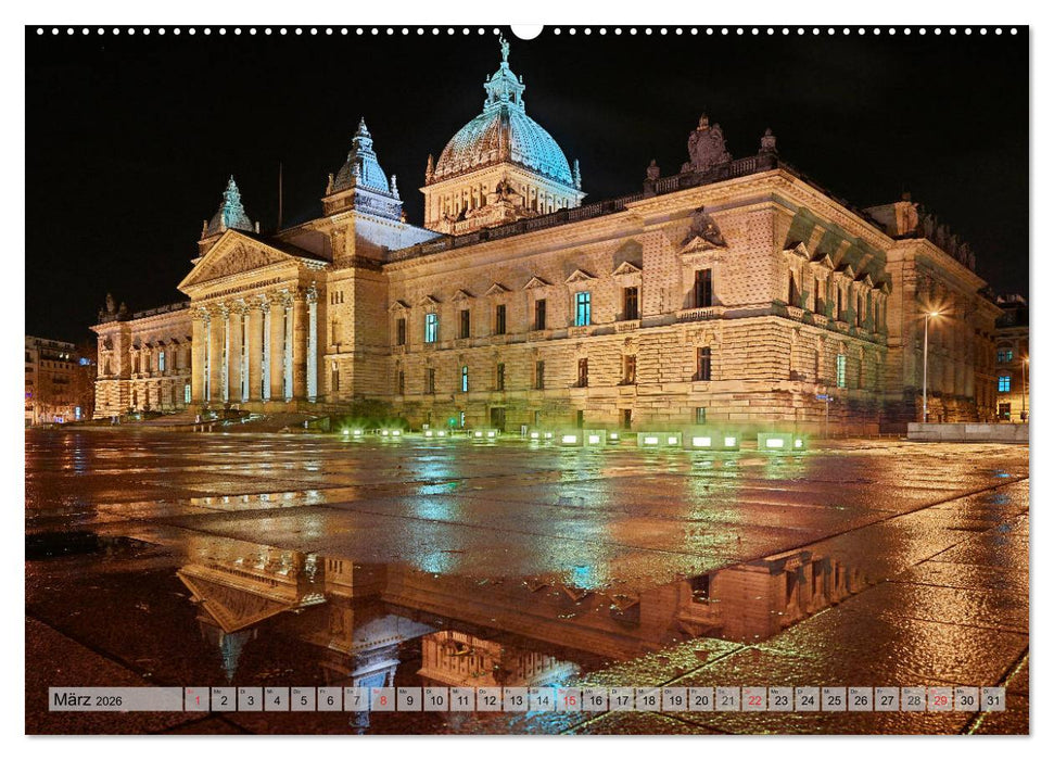 Leipzig - Fotografiert bei Nacht von Michael Allmaier (CALVENDO Premium Wandkalender 2026)
