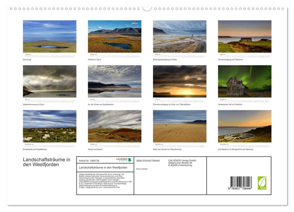 Landschaftsträume in den Westfjorden (CALVENDO Premium Wandkalender 2026)