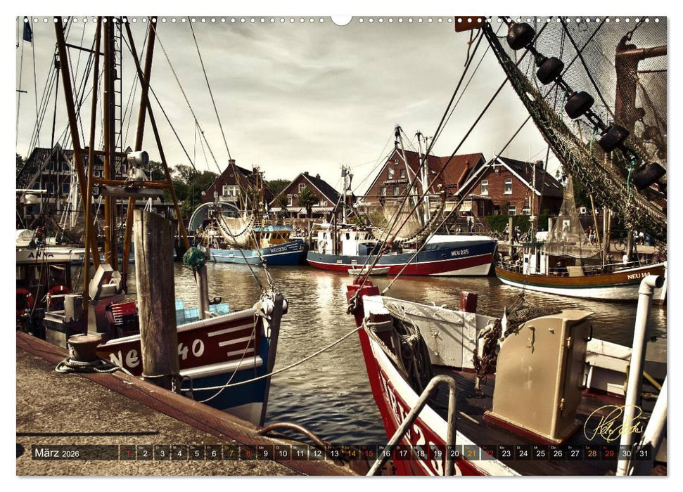 Ostfriesland - die alten Häfen, Vintage-Style (CALVENDO Premium Wandkalender 2026)