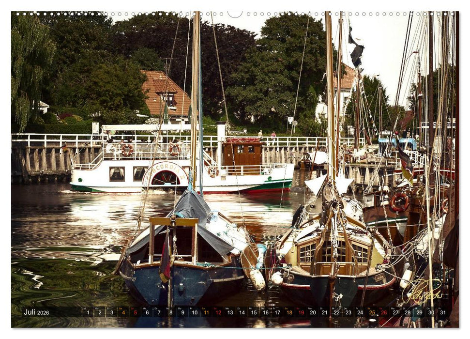 Ostfriesland - die alten Häfen, Vintage-Style (CALVENDO Premium Wandkalender 2026)