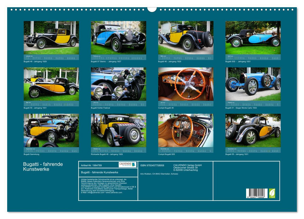 Bugatti - fahrende Kunstwerke (CALVENDO Wandkalender 2026)