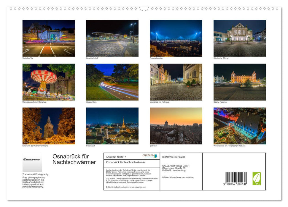 Osnabrück für Nachtschwärmer (CALVENDO Premium Wandkalender 2026)