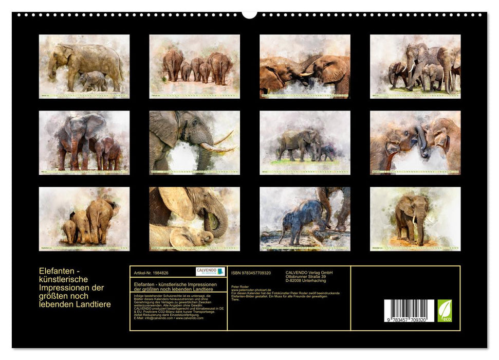 Elefanten - künstlerische Impressionen der größten noch lebenden Landtiere (CALVENDO Premium Wandkalender 2026)