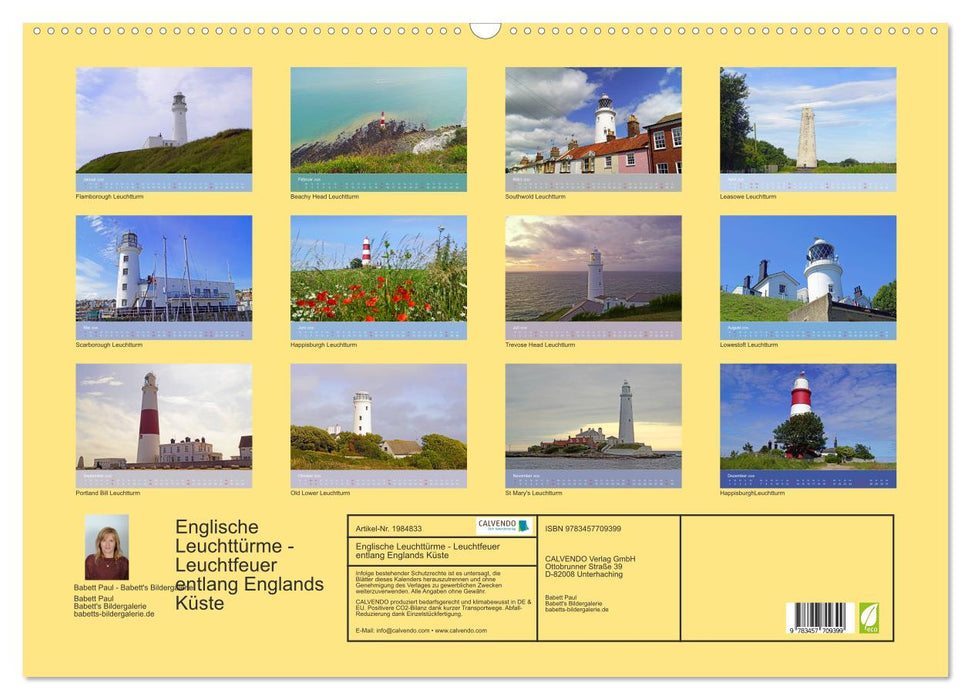Englische Leuchttürme - Leuchtfeuer entlang Englands Küste (CALVENDO Wandkalender 2026)