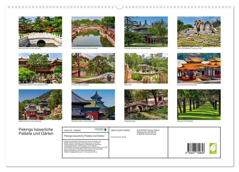 Pekings kaiserliche Paläste und Gärten (CALVENDO Premium Wandkalender 2026)