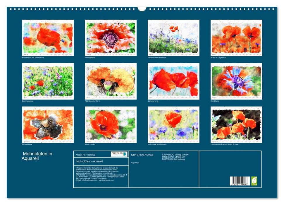 Mohnblüten in Aquarell (CALVENDO Wandkalender 2026)