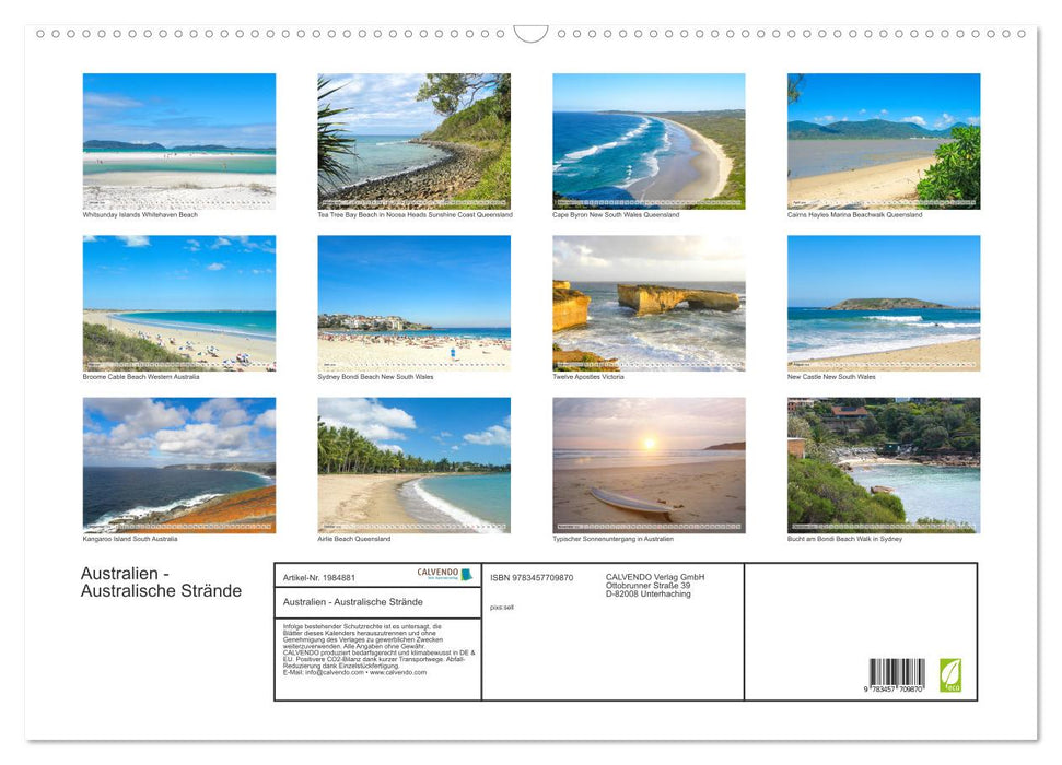 Australien - Australische Strände (CALVENDO Wandkalender 2026)