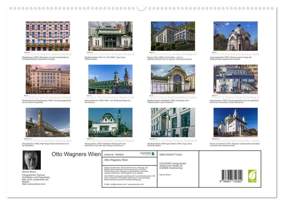 Otto Wagners Wien (CALVENDO Premium Wandkalender 2026)