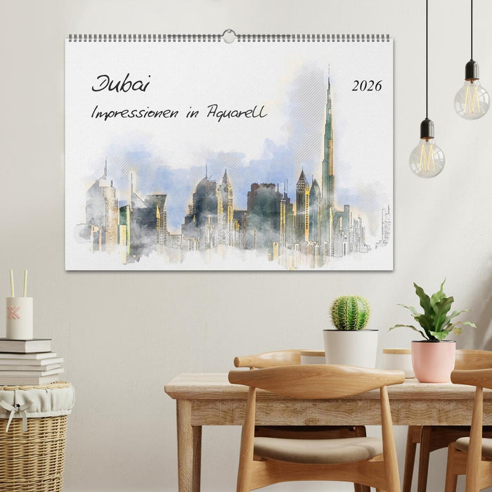 Dubai - Impressionen in Aquarell (CALVENDO Wandkalender 2026)