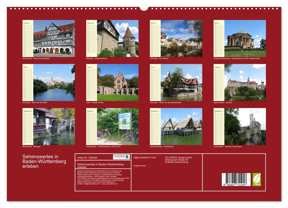 Sehenswertes in Baden-Württemberg erleben (CALVENDO Premium Wandkalender 2026)