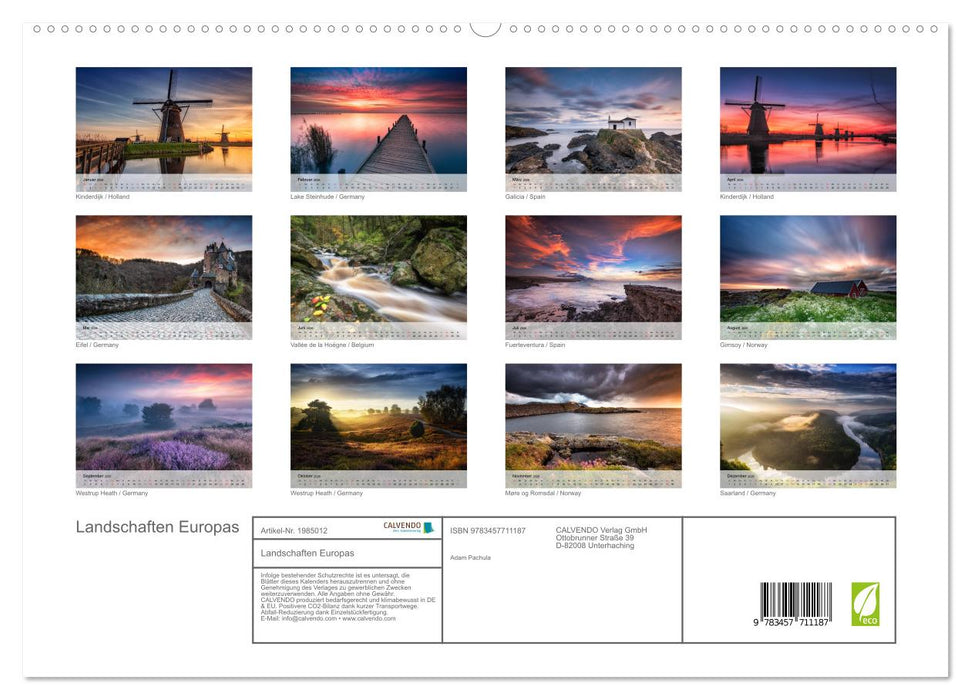 Landschaften Europas (CALVENDO Premium Wandkalender 2026)