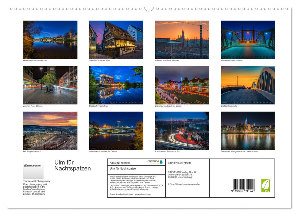 Ulm für Nachtspatzen (CALVENDO Premium Wandkalender 2026)