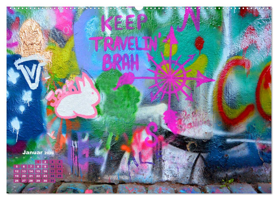 Die Friedensmauer in Prag (CALVENDO Premium Wandkalender 2026)