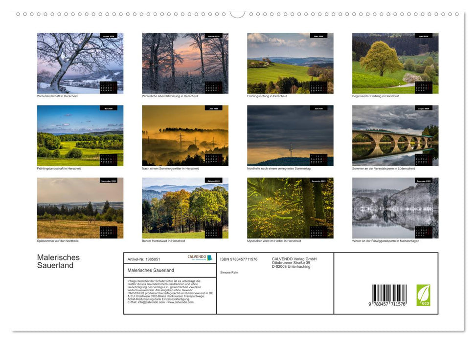 Malerisches Sauerland (CALVENDO Premium Wandkalender 2026)