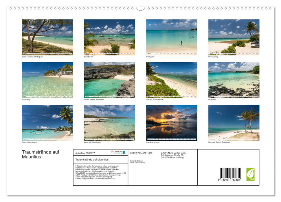 Traumstrände auf Mauritius (CALVENDO Premium Wandkalender 2026)