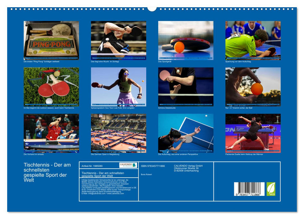 Tischtennis - Der am schnellsten gespielte Sport der Welt (CALVENDO Premium Wandkalender 2026)