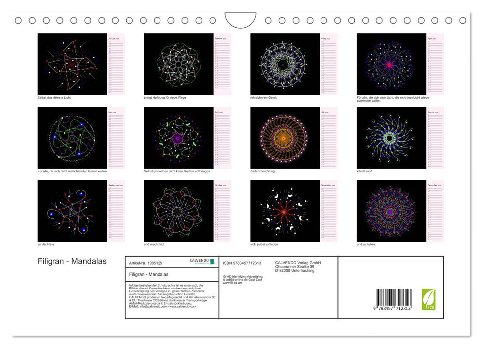 Filigran - Mandalas (CALVENDO Wandkalender 2026)