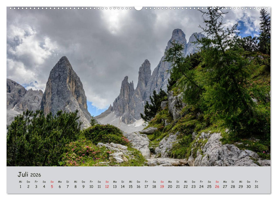 Wandern in den Dolomiten (CALVENDO Premium Wandkalender 2026)