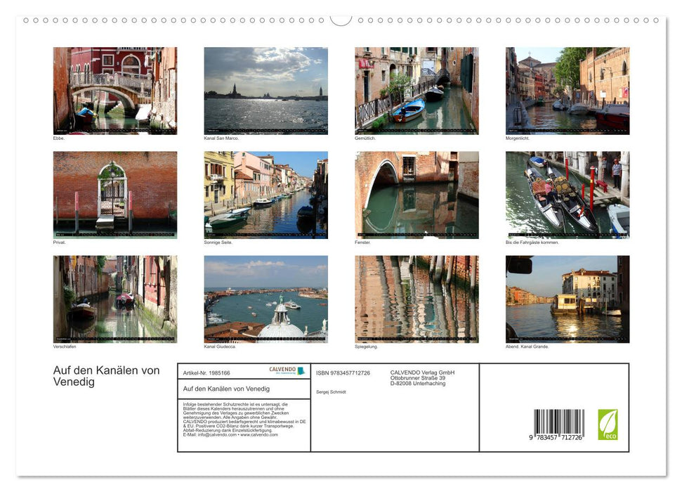 Auf den Kanälen von Venedig (CALVENDO Premium Wandkalender 2026)