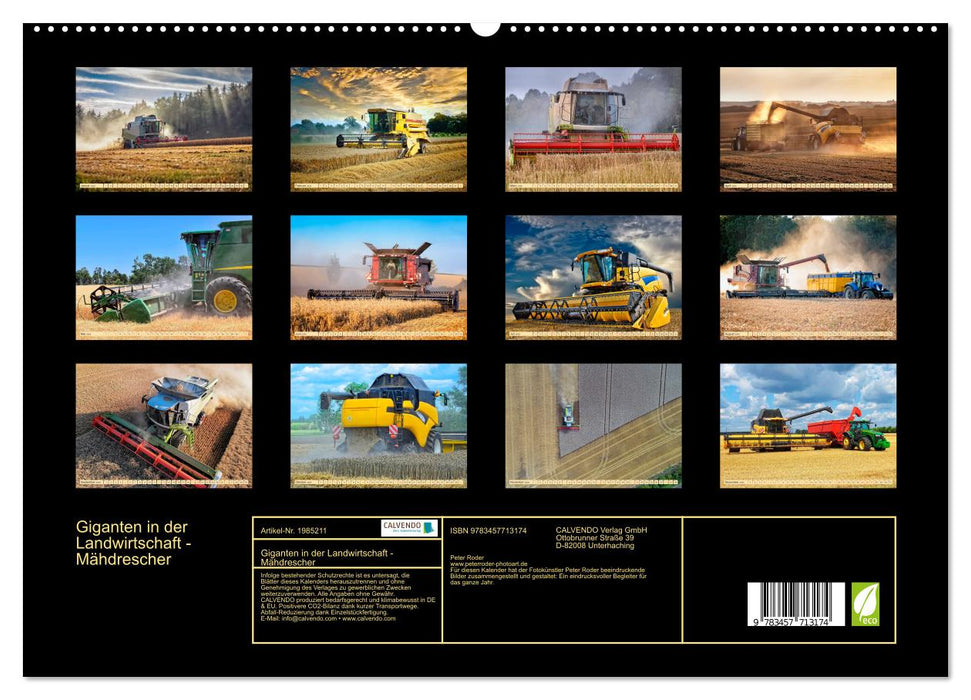 Giganten in der Landwirtschaft - Mähdrescher (CALVENDO Premium Wandkalender 2026)