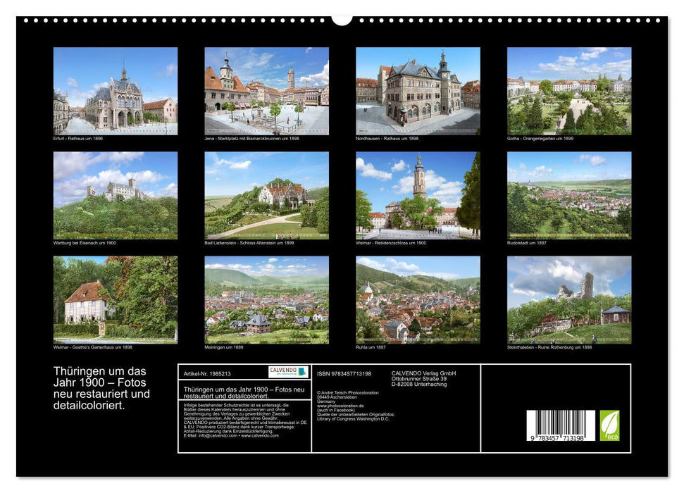 Thüringen um das Jahr 1900 – Fotos neu restauriert und detailcoloriert. (CALVENDO Premium Wandkalender 2026)