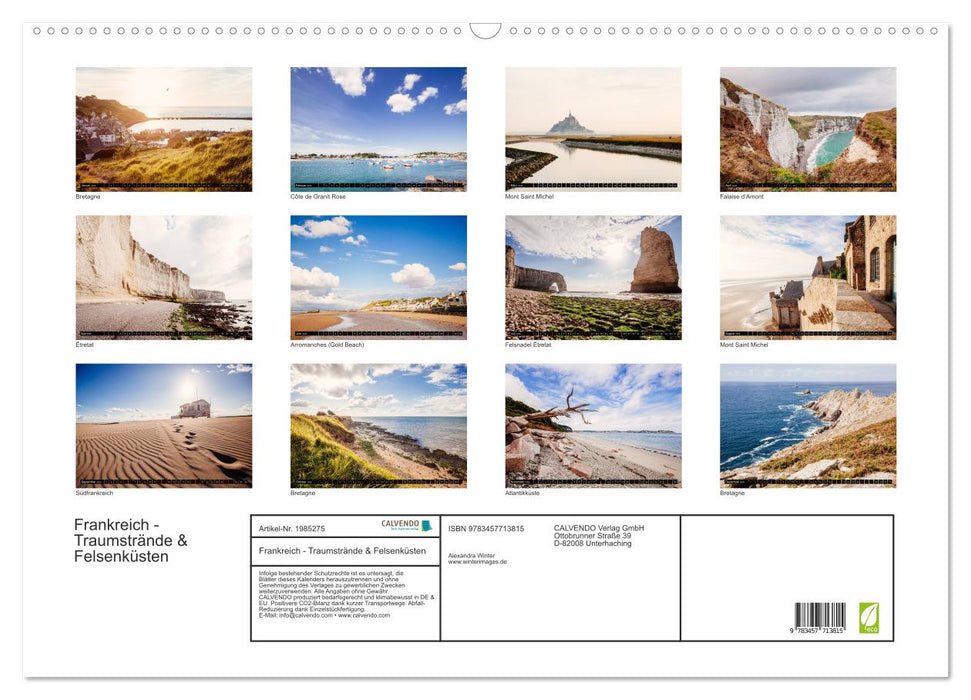 Frankreich - Traumstrände & Felsenküsten (CALVENDO Wandkalender 2026)