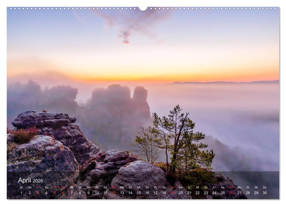 Elbsandsteingebirge - Rund um die Bastei (CALVENDO Premium Wandkalender 2026)