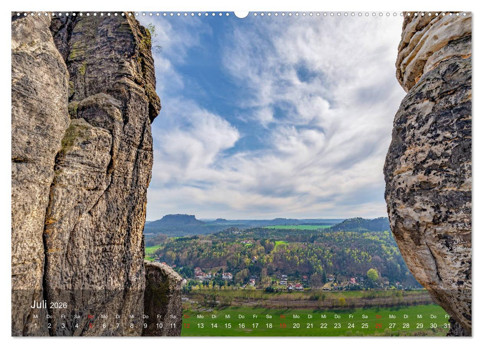 Elbsandsteingebirge - Rund um die Bastei (CALVENDO Premium Wandkalender 2026)