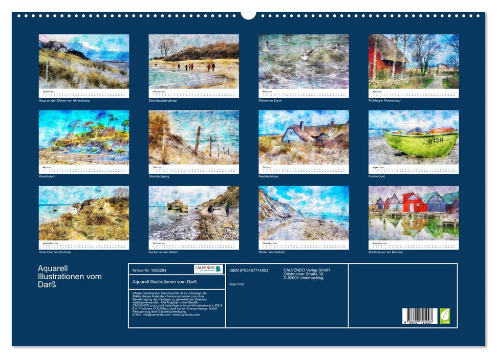 Aquarell Illustrationen vom Darß (CALVENDO Wandkalender 2026)