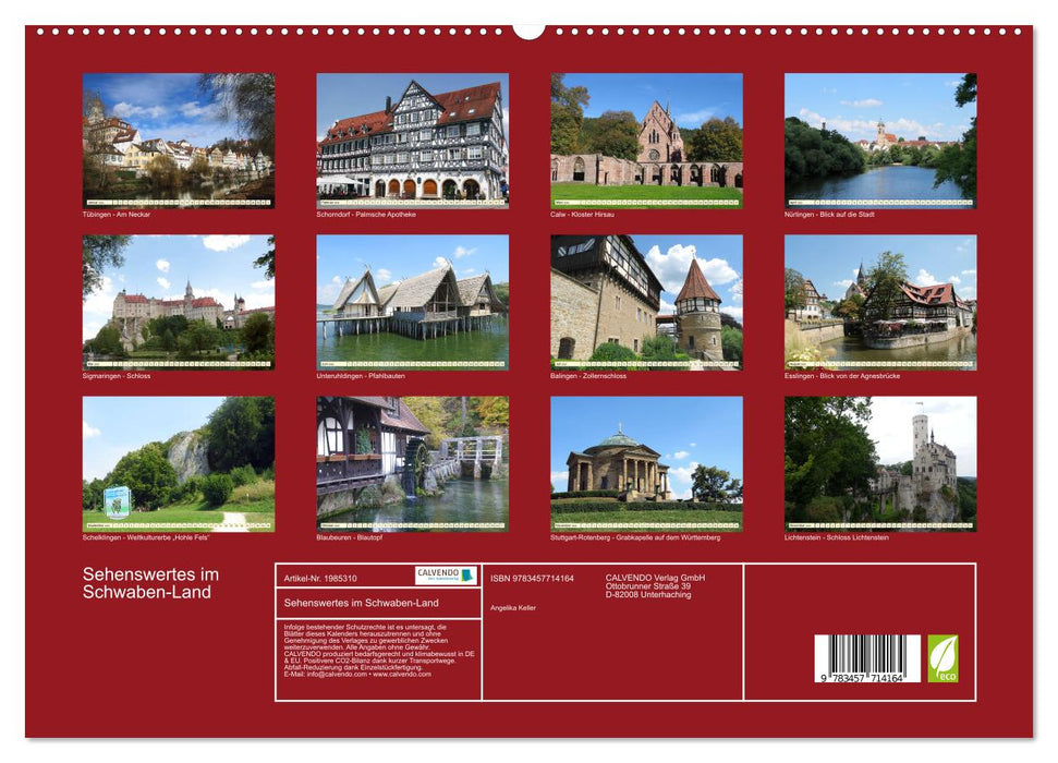 Sehenswertes im Schwaben-Land (CALVENDO Premium Wandkalender 2026)