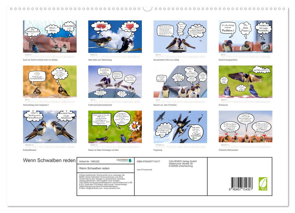 Wenn Schwalben reden (CALVENDO Premium Wandkalender 2026)
