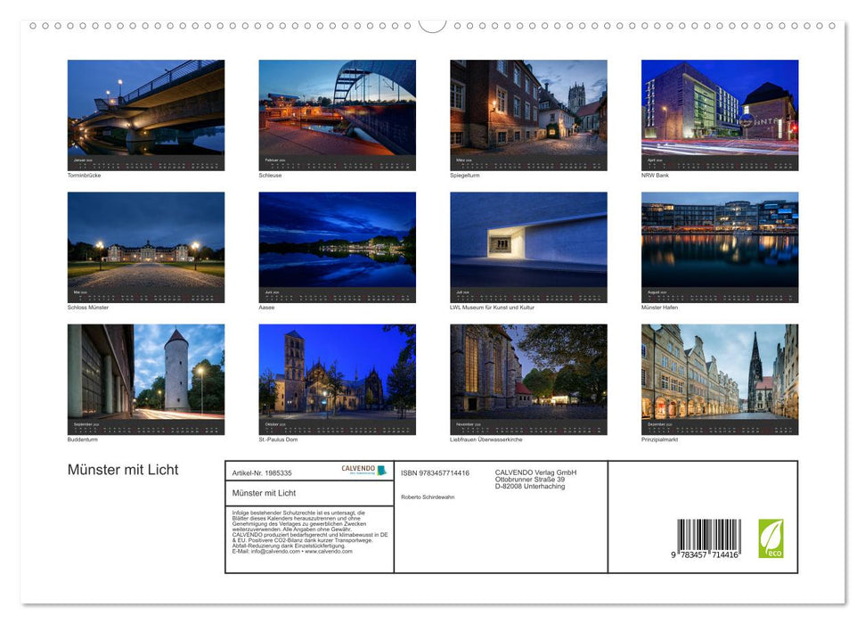 Münster mit Licht (CALVENDO Premium Wandkalender 2026)