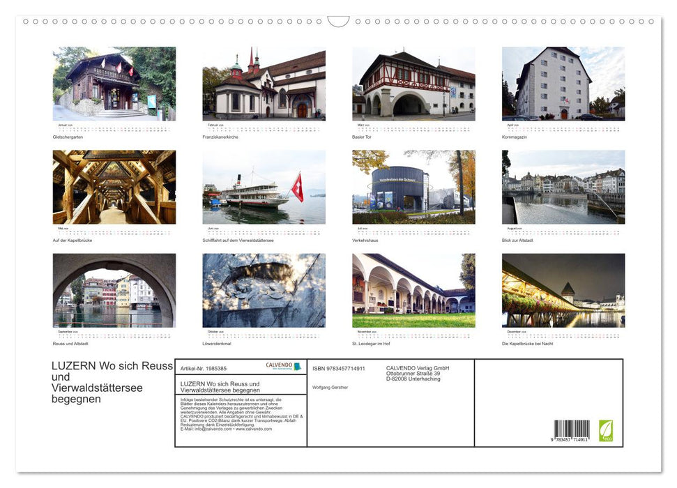 LUZERN Wo sich Reuss und Vierwaldstättersee begegnen (CALVENDO Wandkalender 2026)