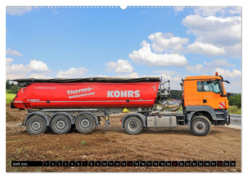 Baufahrzeuge auf der Baustelle (CALVENDO Premium Wandkalender 2026)