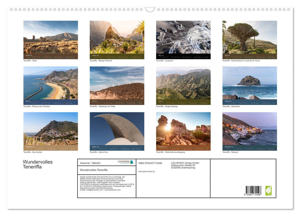 Wundervolles Teneriffa (CALVENDO Wandkalender 2026)