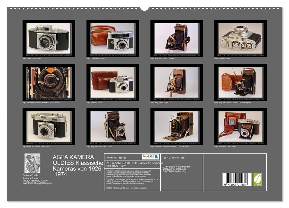AGFA KAMERA OLDIES Klassische Kameras von 1926 - 1974 (CALVENDO Premium Wandkalender 2026)
