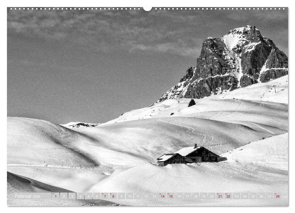 Arlberg black and white (CALVENDO Premium Wandkalender 2026)